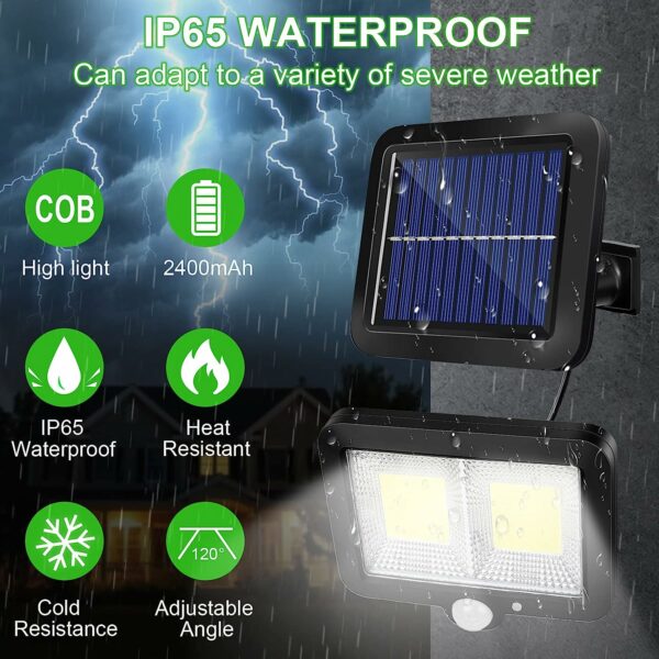 Split Solar Powered Sensor Motion  COB Light With Solar Panel