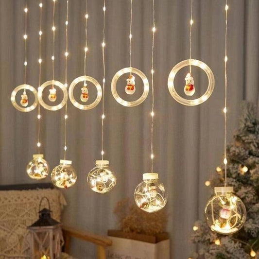 ZYF-19 Snowman Hoop & Snowman Ball LED Fairy Curtain Light Warm White