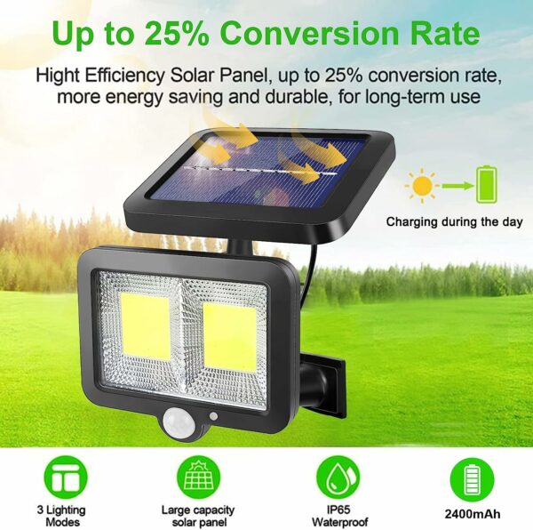 Split Solar Powered Sensor Motion  COB Light With Solar Panel