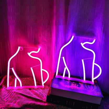 FA-A60 Lady’s Back Silhouette Neon Sign Lamp USB And Battery Operated