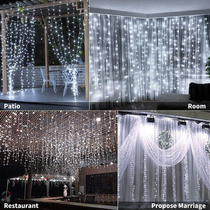 ZYF-99 LED Fairy Curtain Light With Tail Plug Extension White 3×0.5m