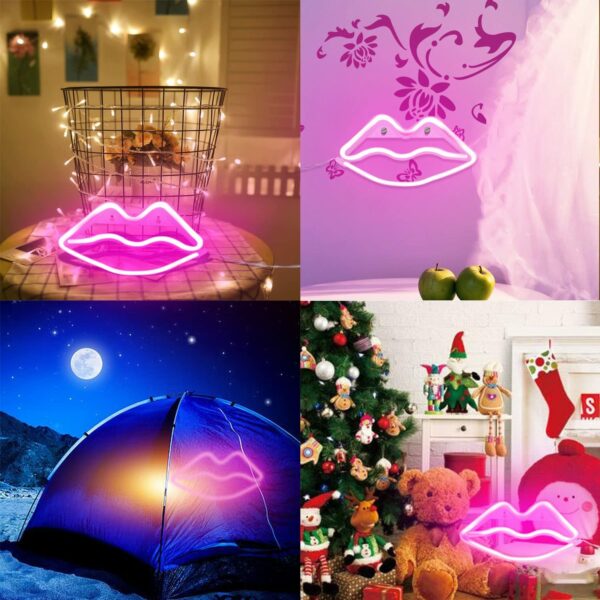 FA-A16 Lips Shaped Neon Sign Lamp USB And Battery Operated