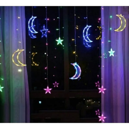 ZYF-5 Star Moon LED Fairy Curtain Light With Tail Plug Extension RGB 3M