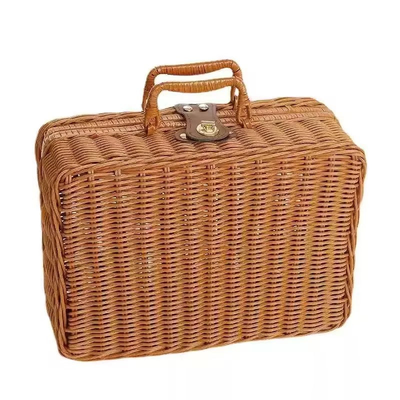 Colorful rattan picnic suitcase 26cm x 11cm x 17cm