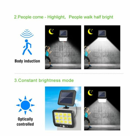 Solar Powered Sensor Motion COB  Light With Solar Panel And Remote  Control