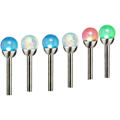 Aerbes 6 Pack Solar Powered  Cracked Glass Effect Spike LED  Lamp 30W RGB + White