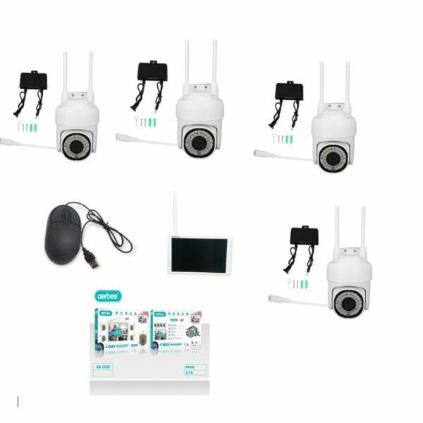 Aerbes 4 x 2mp Ball Machine  Camera Wifi Monitoring Kit with  9.8" Screen VMS Remote Access &  App Control