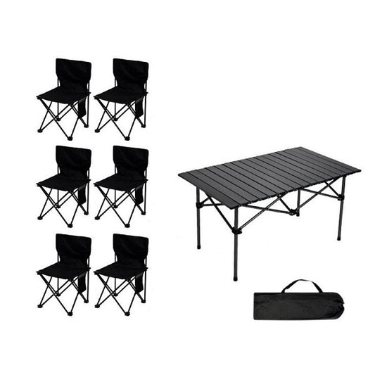 JG20375672 Outdoor Foldable Table and 6 Chairs Camping Set