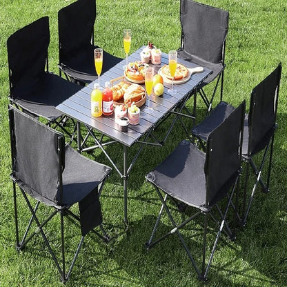 JG20375672 Outdoor Foldable Table and 6 Chairs Camping Set