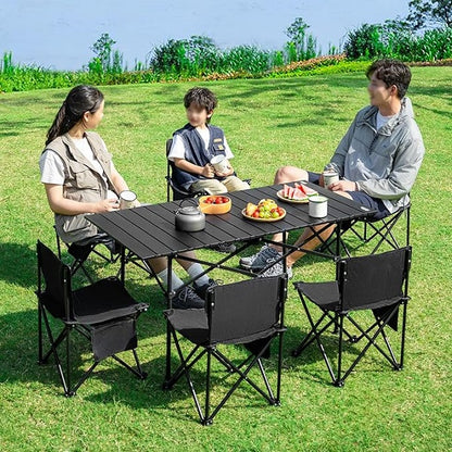 JG20375672 Outdoor Foldable Table and 6 Chairs Camping Set