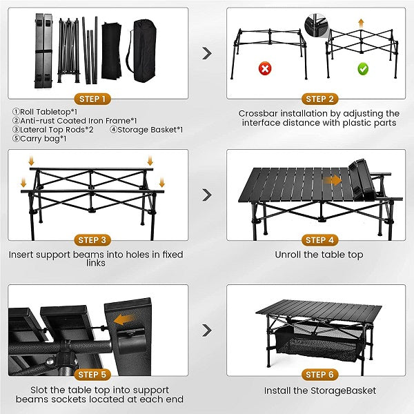 JG20375682 Folding Camping Table With Carry Bag 120cm x 55cm x 54cm