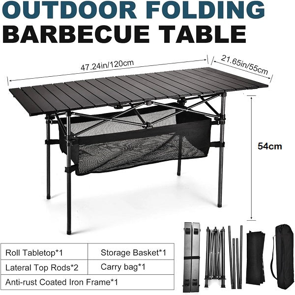 JG20375682 Folding Camping Table With Carry Bag 120cm x 55cm x 54cm