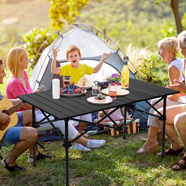 JG20375683 Folding Camping Table Aluminum Adjustable Height Picnic Table Waterproof 95cm x 55cm 55cm