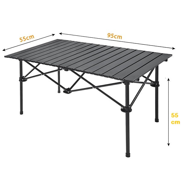 JG20375683 Folding Camping Table Aluminum Adjustable Height Picnic Table Waterproof 95cm x 55cm 55cm