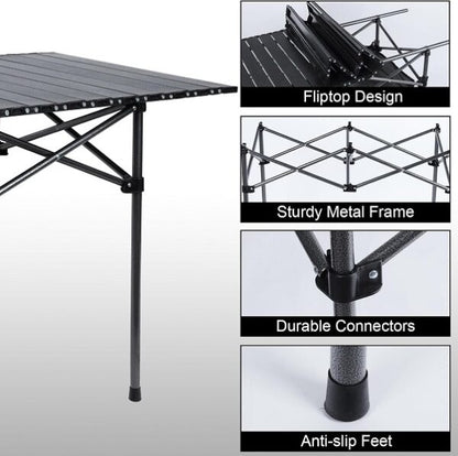 JG20375683 Folding Camping Table Aluminum Adjustable Height Picnic Table Waterproof 95cm x 55cm 55cm