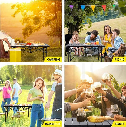 JG20375683 Folding Camping Table Aluminum Adjustable Height Picnic Table Waterproof 95cm x 55cm 55cm