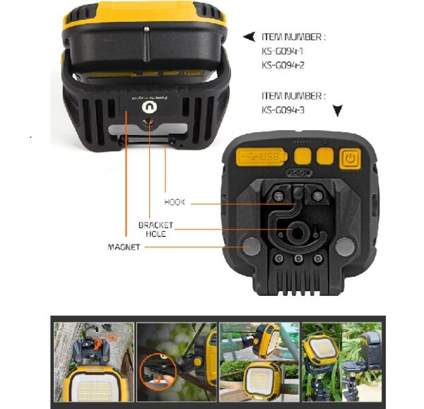 Multifunctional USB-C  Rechargeable Work Light Or AA  Battery Operated. Includes 2 x  8800mah 18650 Batteries