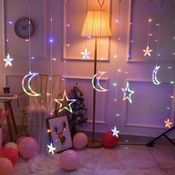 ZYF-11 Moon & Stars Fairy String Light RGB 3M With Tail Plug Extension 8 Mode Settings 3M