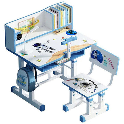 JG20375447 Children’s Adjustable Study Desk Home Desktop Combination Ergonomic Children Chairs In Blue