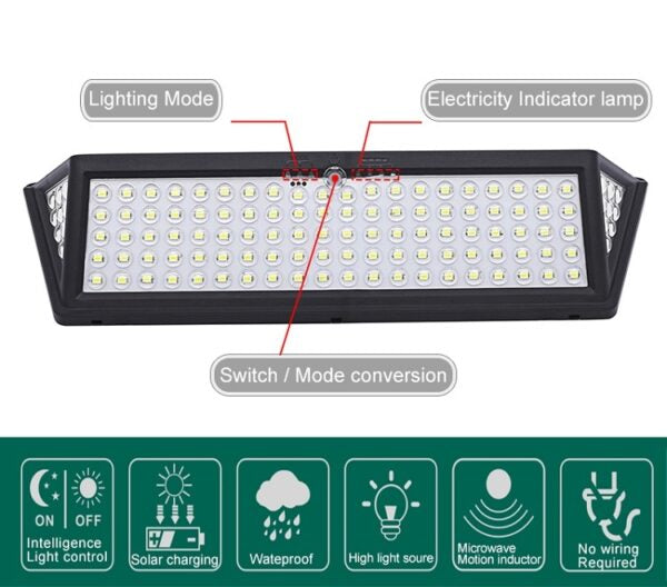 Waterproof Solar Motion Sensor Street  Light 150LED with Remote Control