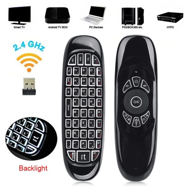 XF0753 RGB Backlight Wireless 2.4Ghz Air Mouse Remote Control With Qwerty Keyboard