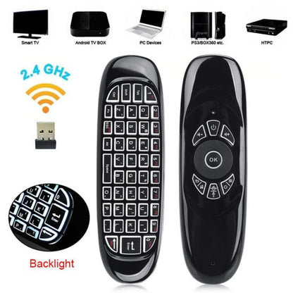 XF0753 RGB Backlight Wireless 2.4Ghz Air Mouse Remote Control With Qwerty Keyboard