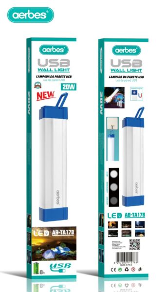 Aerbes AB-TA178 20W USB Rechargeable Emergency LED Tube Light 17CM