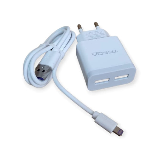 Treqa CH631 Dual USB Port Charger With Lightning USB Cable 3.1A