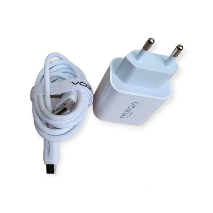 Treqa CH-633-V8 PD20W+QC3.0 Dual Charger With Micro USB Cable