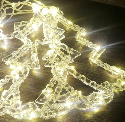 ZYF-28 Star & Christmas Tree LED Fairy Curtain Light Warm White 3M With Tail Plug Extension 8 Modes