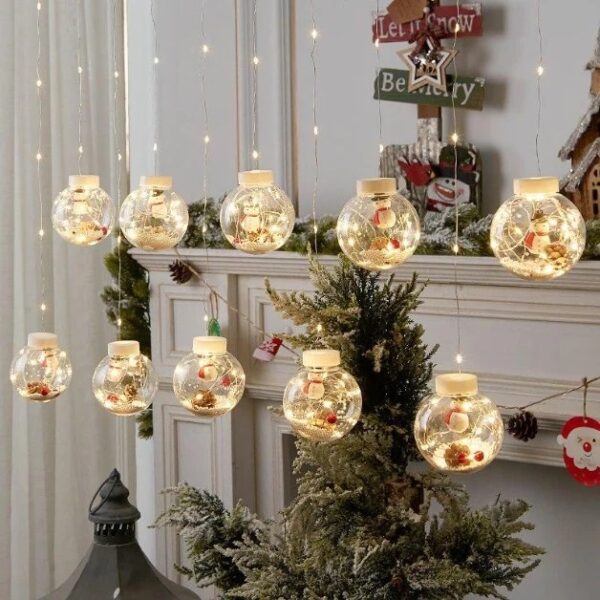 ZYF-16 Ball Shaped Santa LED Fairy Curtain Light Warm White