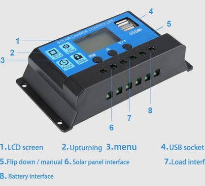 XF0837 Solar Charge Controller 20A Dual USB Output With LCD Display, PWM Battery Charging