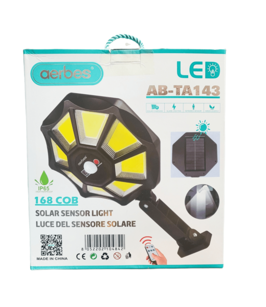 Aerbes AB-TA143-1 Solar Powered 168 COB Sensor Street Light