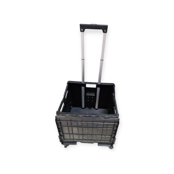 JG20375290 Collapsible Plastic Shopping Trolley Bag With Bottle Holder 44cm x 38cm x38cm