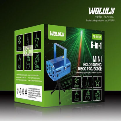 Wolulu AS-51521 Mini Holographic Laser Stage Light 6 in 1