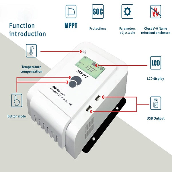 XF0839 MPPT Solar Charge Controller 10A 60V With LCD Display And Dual USB