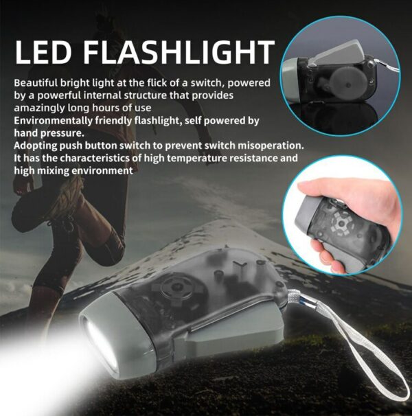 Hand Pressing Power Flashlight With 3 LED