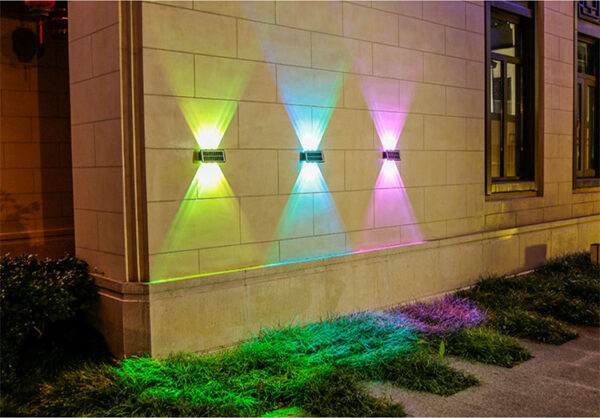 Triple Light Source Solar Powered  Sensor Light RGB with 2 Lighting  Modes