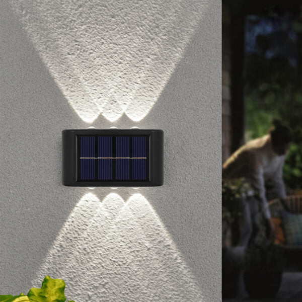 Portable Solar Powered Up and Down  LED Outdoor Wall Lights 6LED White  4Pcs