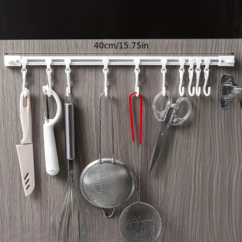 Compact, easy to install adjustable wall mounted hook rack - multifunctional towel rack, bathroom essentials and more, no drilling required, polished surface, bathroom towel rack