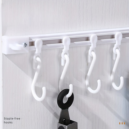 Compact, easy to install adjustable wall mounted hook rack - multifunctional towel rack, bathroom essentials and more, no drilling required, polished surface, bathroom towel rack