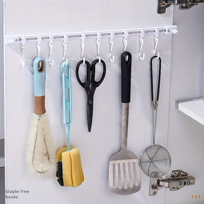 Compact, easy to install adjustable wall mounted hook rack - multifunctional towel rack, bathroom essentials and more, no drilling required, polished surface, bathroom towel rack