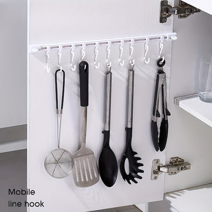 Compact, easy to install adjustable wall mounted hook rack - multifunctional towel rack, bathroom essentials and more, no drilling required, polished surface, bathroom towel rack