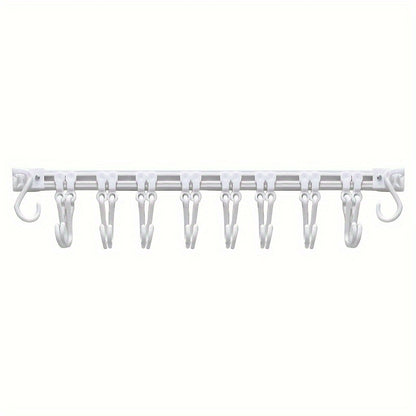 Compact, easy to install adjustable wall mounted hook rack - multifunctional towel rack, bathroom essentials and more, no drilling required, polished surface, bathroom towel rack