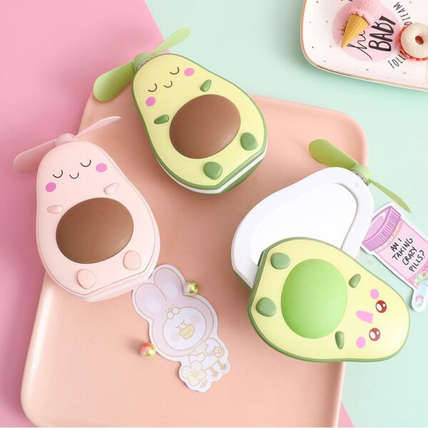 USB Rechargeable Hand-held Cute  AvocadoLow Noise Mini Portable  Handheld Fan