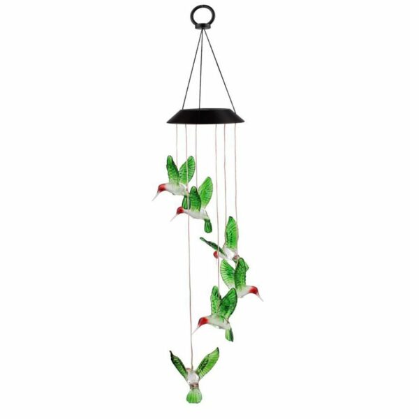 FA-067 Solar Powered Humming Bird Wind Chime Garden Light Multicoulor