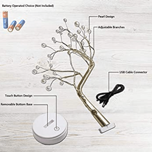 D-1 36 LED Peral Home Decor Tree Light USB DC/Battery Operated