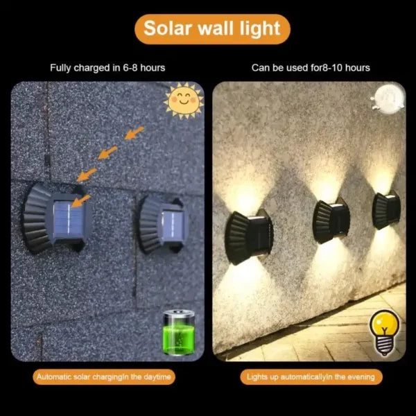 Double Head Solar Powered Wall  White Light 2Pcs