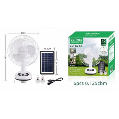 GDTimes Fan GD-8012 Solar Lighting System with 12