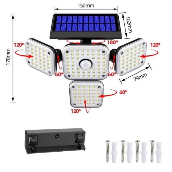 Solar Powered Sensor Wall Light 144  LED